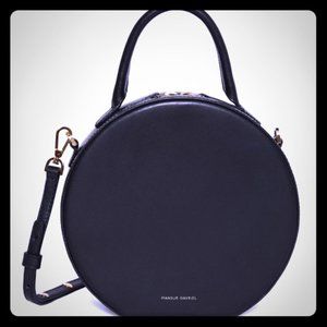 MANSUR GAVRIEL CALFSKIN CIRCLE CROSSBODY IN BLACK